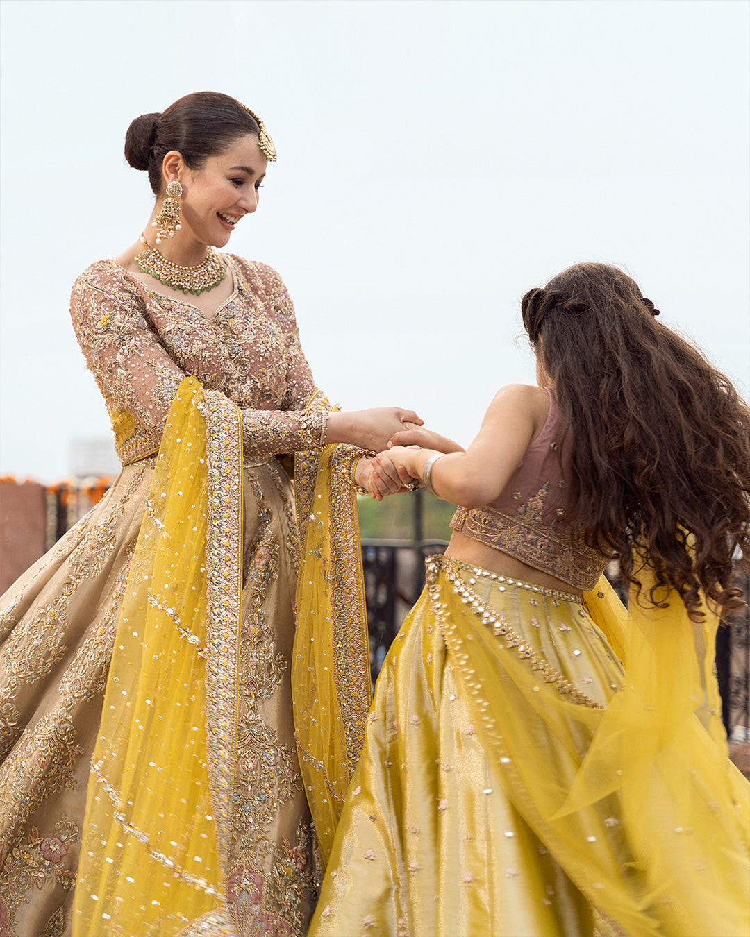 Tea Pink Contrast Pakistani Bridal Dress Lehenga Choli in United States
