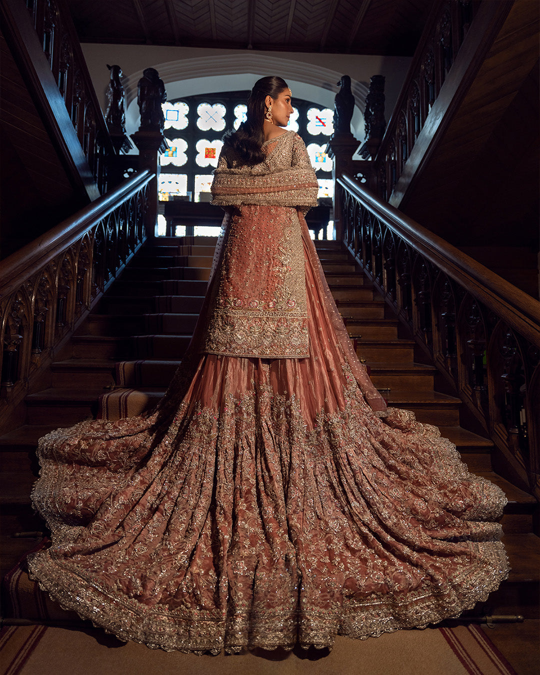 Exquisite Tea Pink Bridal Gharara - Pakistani Bridal Dress