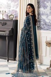 Teal Blue Embroidered Pakistani Party Dress