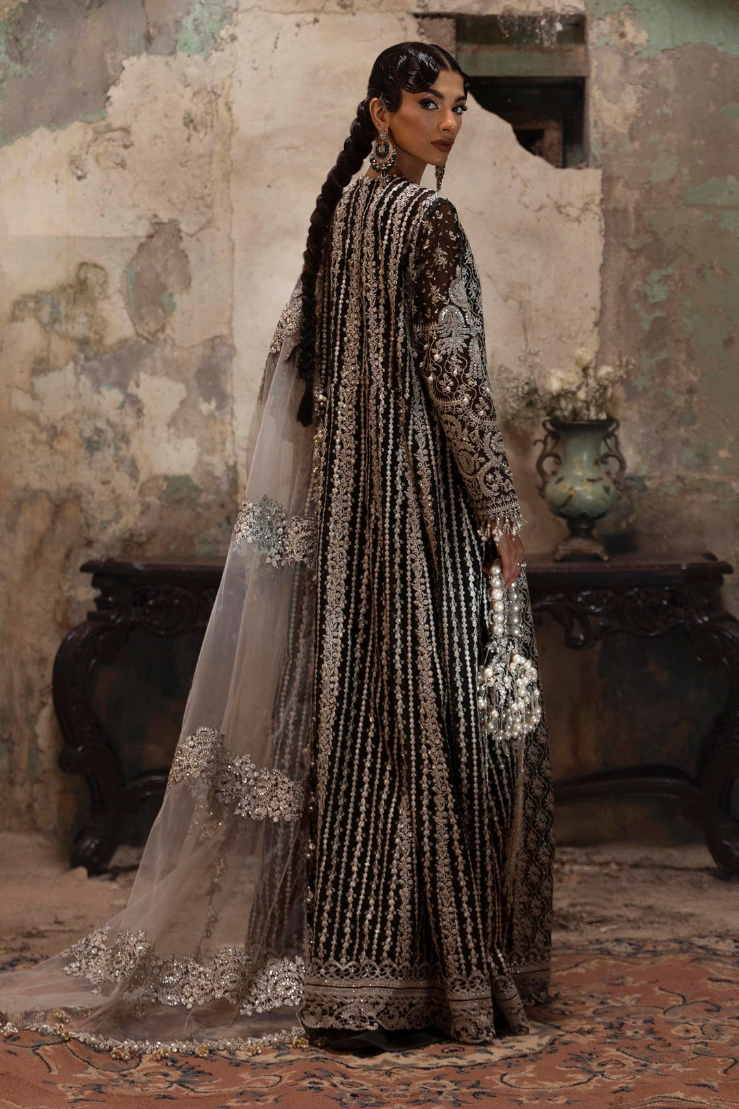Black Monochrome Elegance Pakistani Party Dress