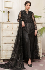 Traditional Black Net Embroidered Pakistani Salwar Kameez Party Dress