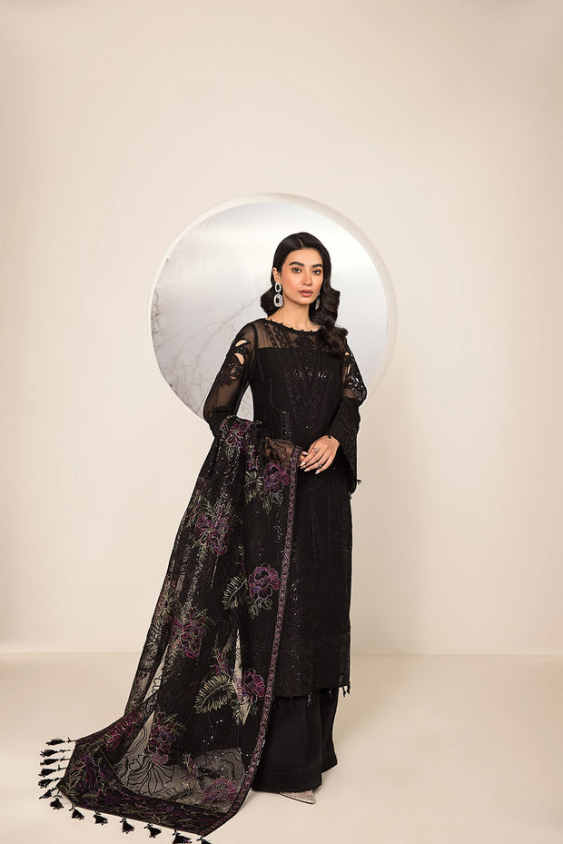 Traditional Black Salwar Kameez with Pakistani Salwar Suit Dupatta