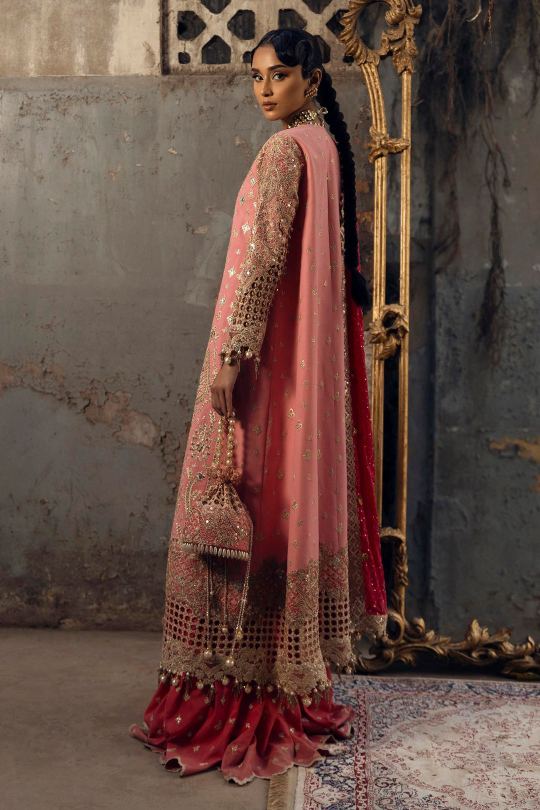 Blush & Fuchsia Bloom Pakistani Party Dress