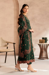 Traditional Bottle Green Embroidered Pakistan Dress in Long Frock Style