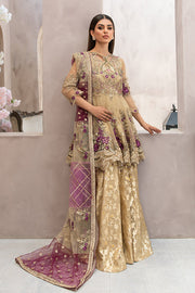 Traditional Embellished Gold Kurti Sharara Pakistani Party Dress