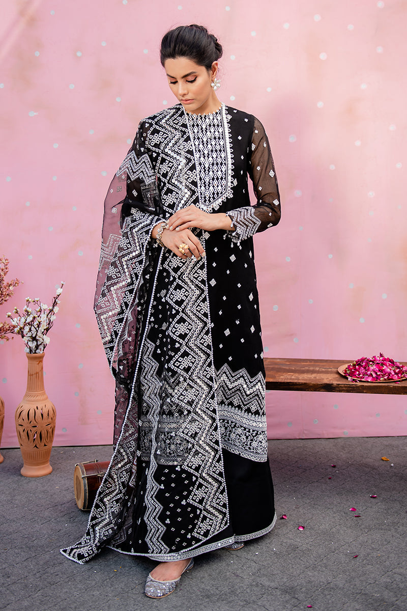Premium Embroidered Pakistani Salwar Kameez in Black main image 0