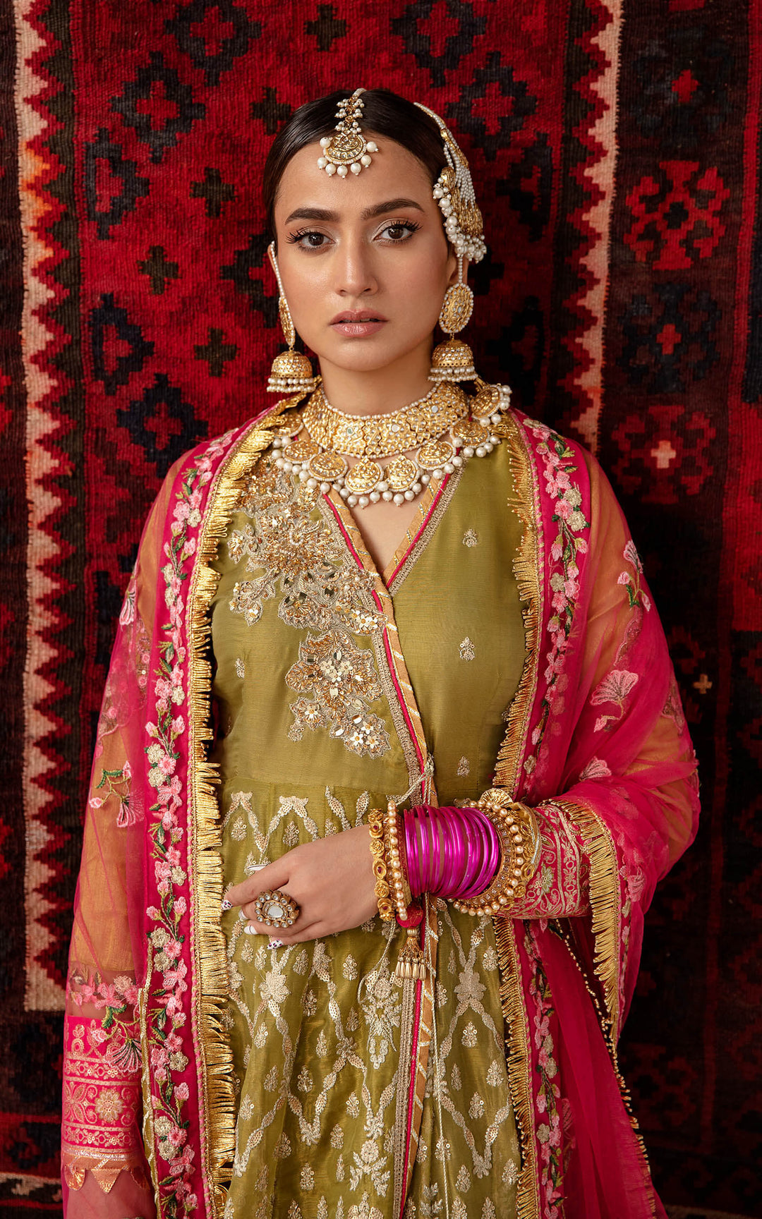 Traditional Embroidered Pakistani Party Dress in Pishwas Frock Style