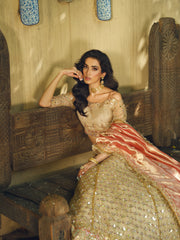 Traditional Gold Lehenga Choli Pakistani Wedding Dress Online