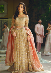 Traditional Gold Lehenga Choli Pakistani Wedding Dress