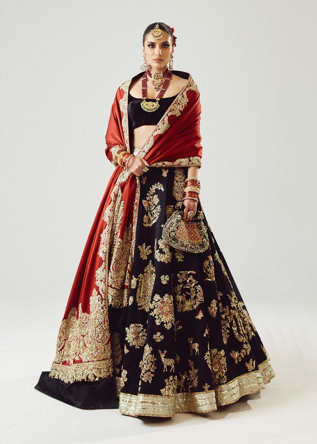 Traditional Lehenga Choli and Dupatta Bridal Wedding Dress