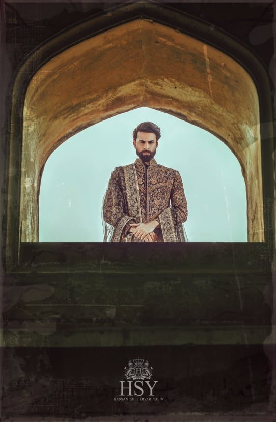 Traditional Midnight Blue Embellished Pakistani Groom Sherwani