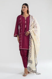 Traditional Pakistani Salwar suit in Magenta Kameez Salwar Dupatta