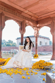 Traditional Pakistani Wedding Dress in Angrakha Frock Trouser Style