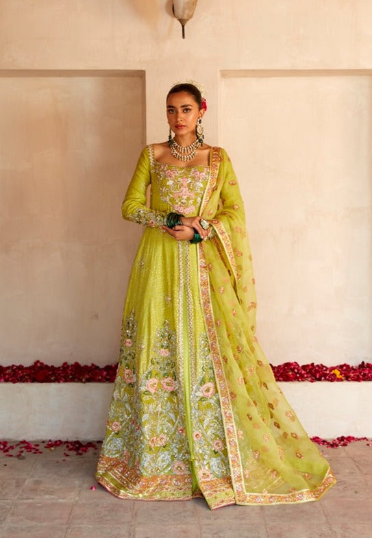 Traditional Pishwas Frock Green Pakistani Wedding Dress