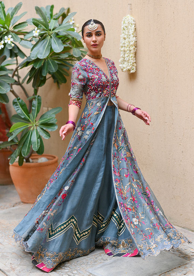 Traditional Pishwas Frock and Sharara Mehndi Dress