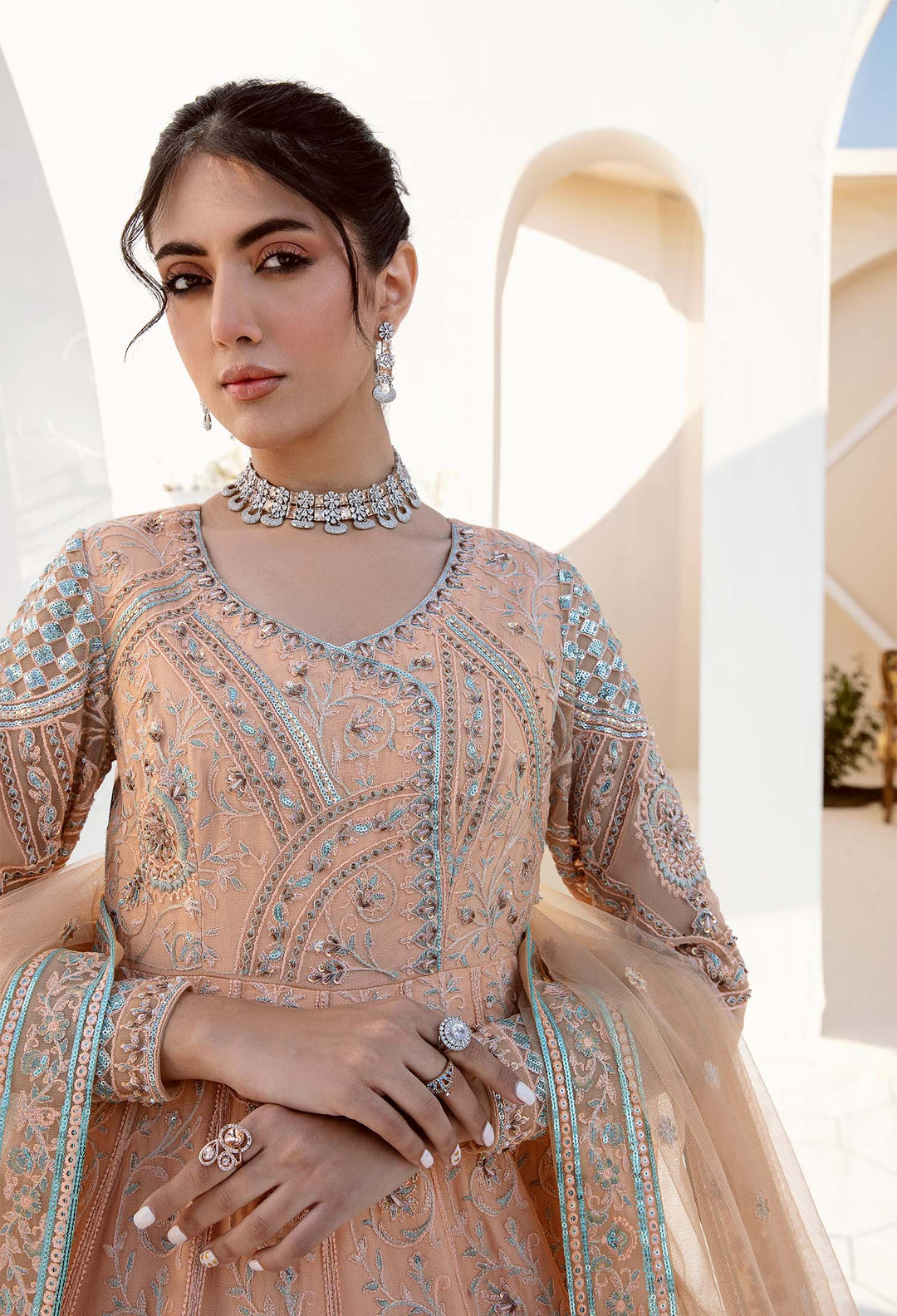 Traditional Pishwas Peach Pakistani Wedding Dress