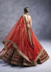 Traditional Red Lehenga Choli Dupatta Bridal Wedding Dress