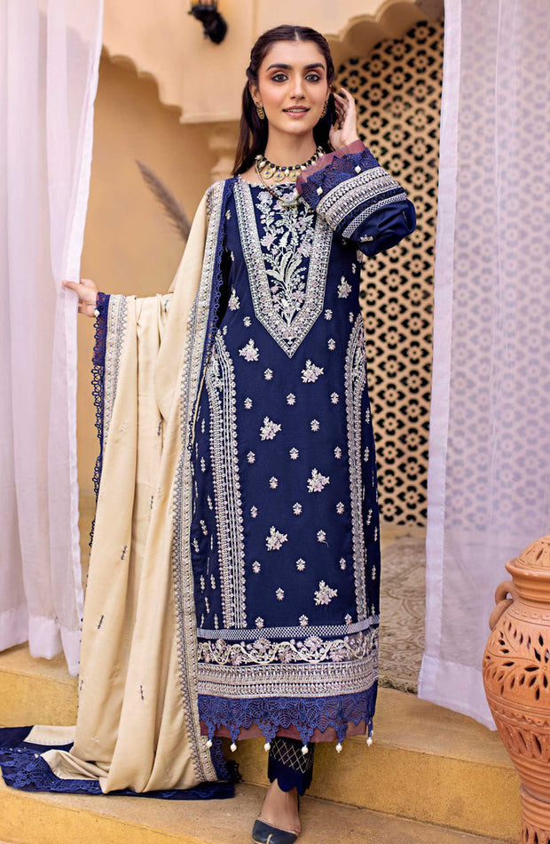 Traditional Royal Blue Embroidered Pakistani Salwar Kameez Party Wear
