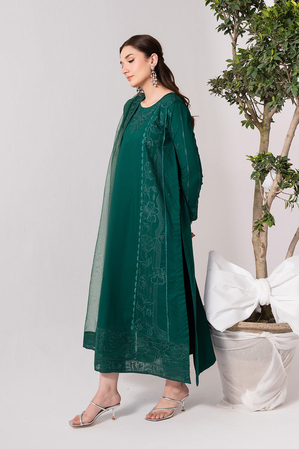 Traditional Teal Green Embroidered Pakistani Salwar Kameez Dupatta