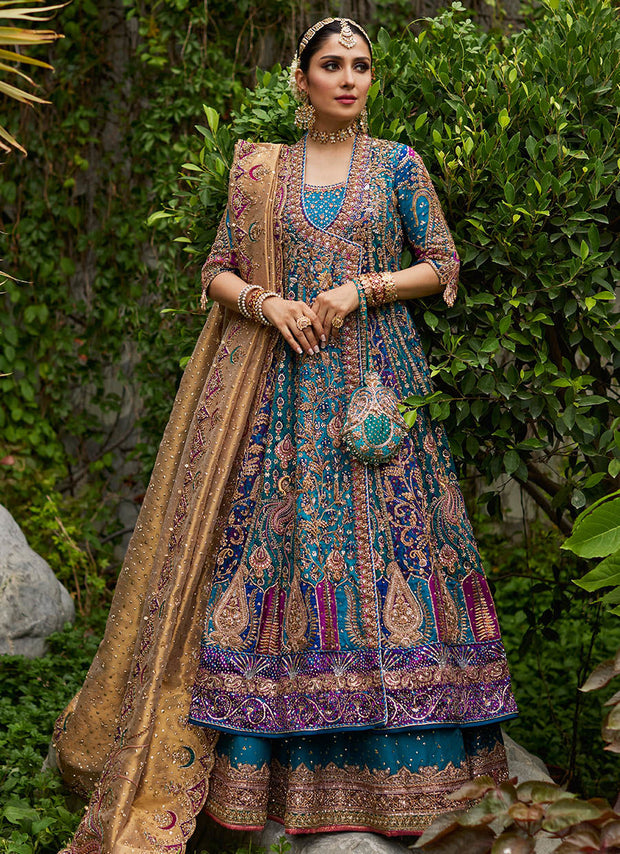 Traditional Emerald Angrakha Bridal Dress Pakistani