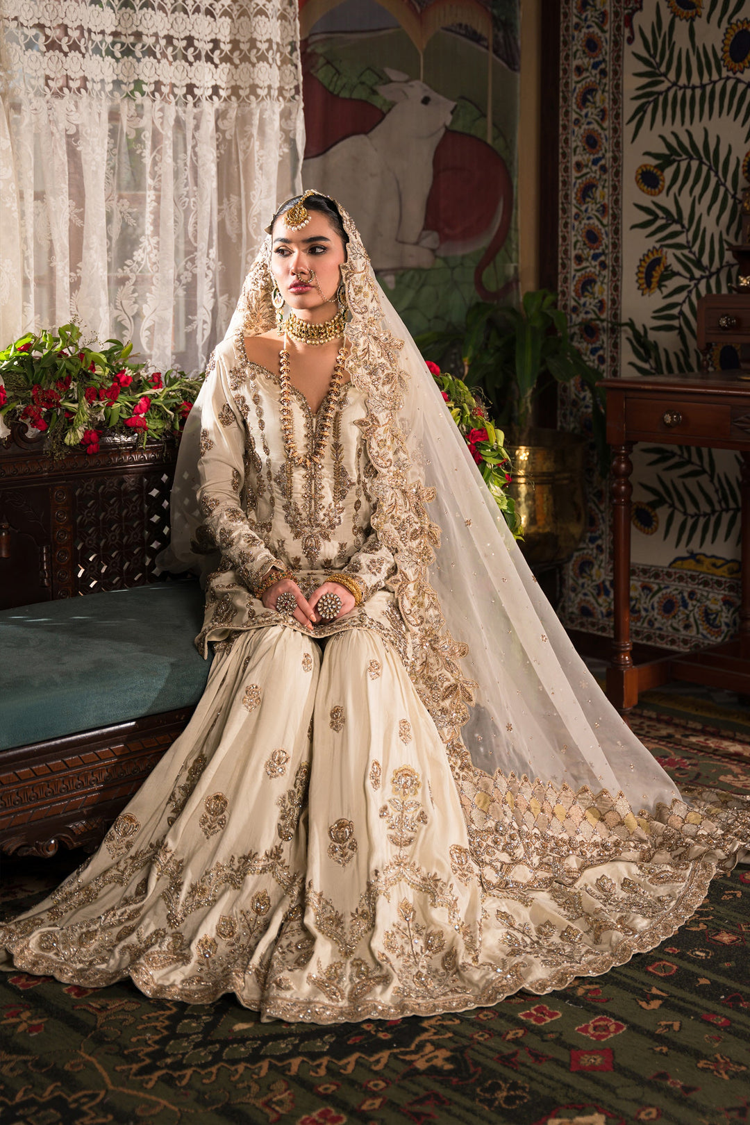 Traditional Pakistani Bridal Dress Gharara with Kameez Dress