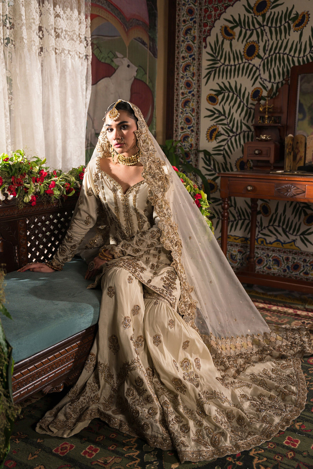Traditional Pakistani Bridal Dress Gharara with Kameez Dress For Bridal Wear