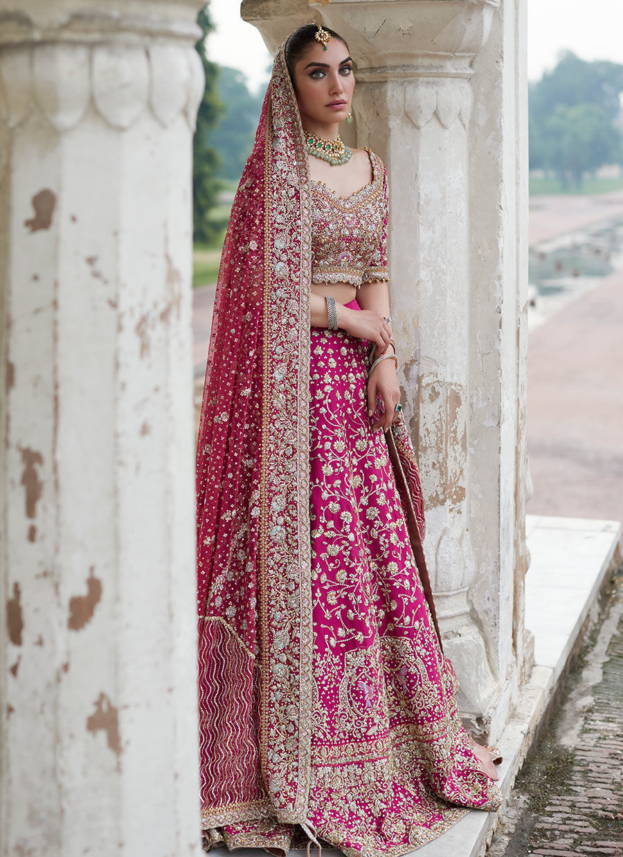 Elegant Pink Pakistani Bridal Lehenga Choli