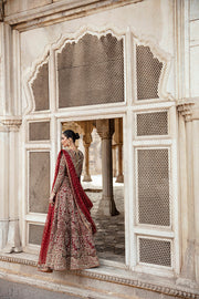 Trendy Bridal Wedding Dress in Red Lehenga Choli Dupatta Style