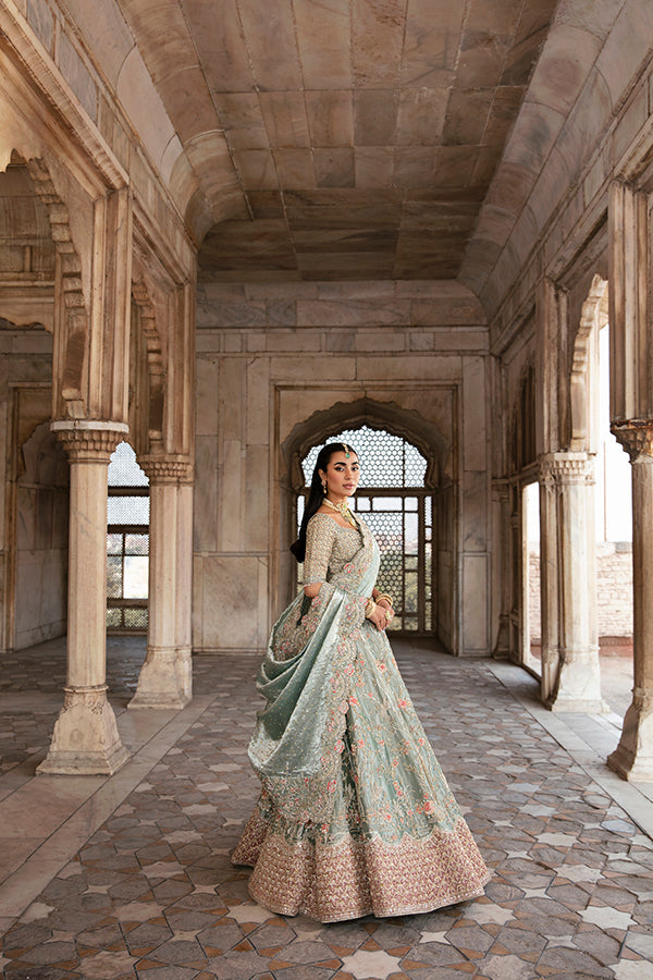 Trendy Walima Dress in Bridal Lehenga Choli Dupatta Style