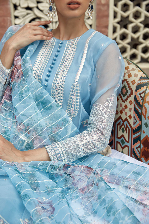 Try Classic Sky Blue Embroidered Pakistani Salwar Kameez with Dupatta 2023