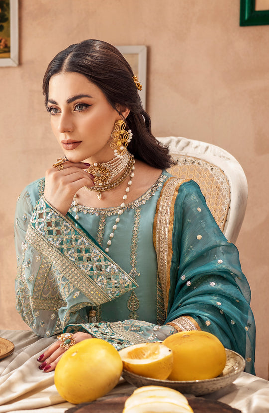 Aqua Blue Elegant Pakistani Salwar Kameez Party Dress XLARGE Aqua Blue Elegant Pakistani Salwar Kameez Party Dress XLARGE