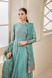 Try Elegant Sky Blue Embroidered Pakistani Long Frock Party Dress 2023