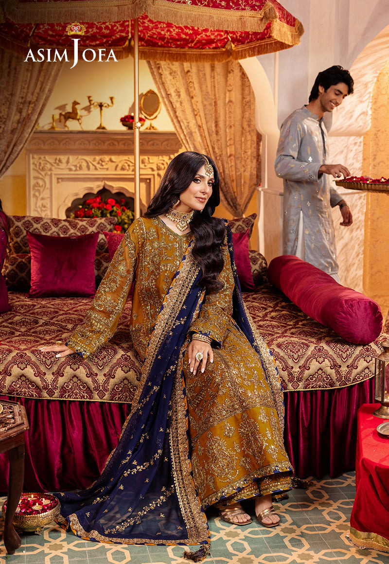 golden silk dress pakistani Gold Shade Embroidered Twisted Unstitched Party – Nameera by Farooq Events