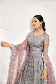 Try Ivory Heavily Embellished Pakistani Frock with Dupatta Party Wear