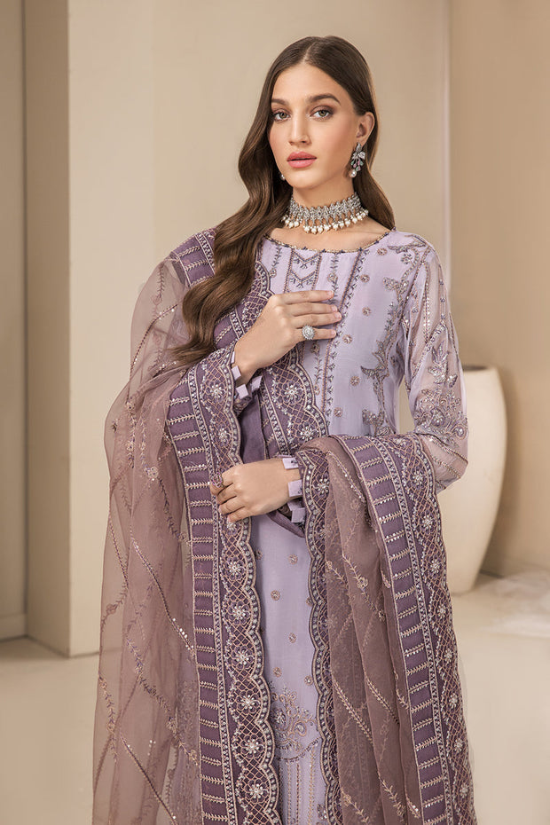 Try Lilac Embroidered Pakistani Salwar Suit with Salwar Kameez Dupatta