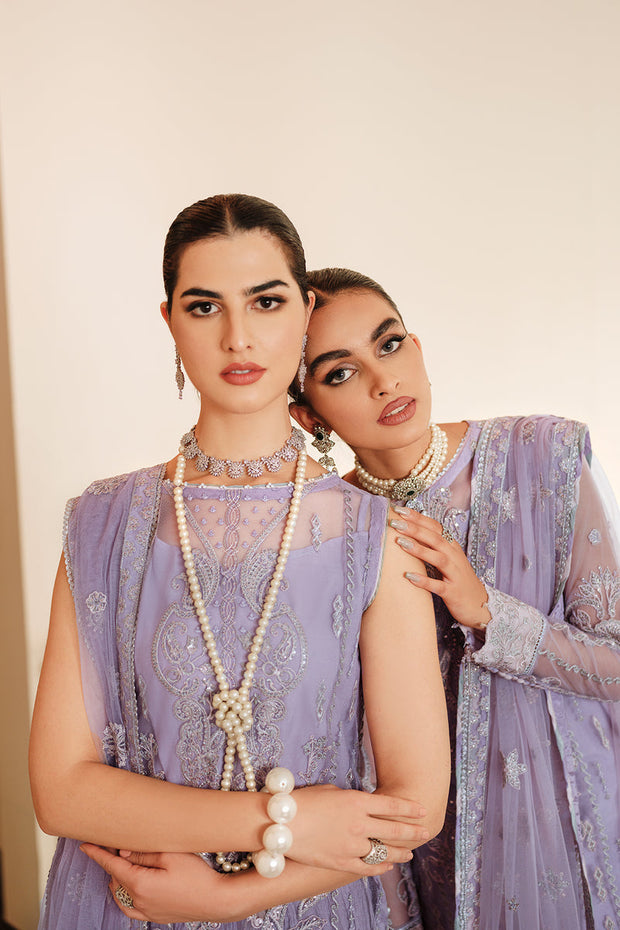 Try Lilac Heavily Embellished Pakistani Long Kameez Wedding Dress