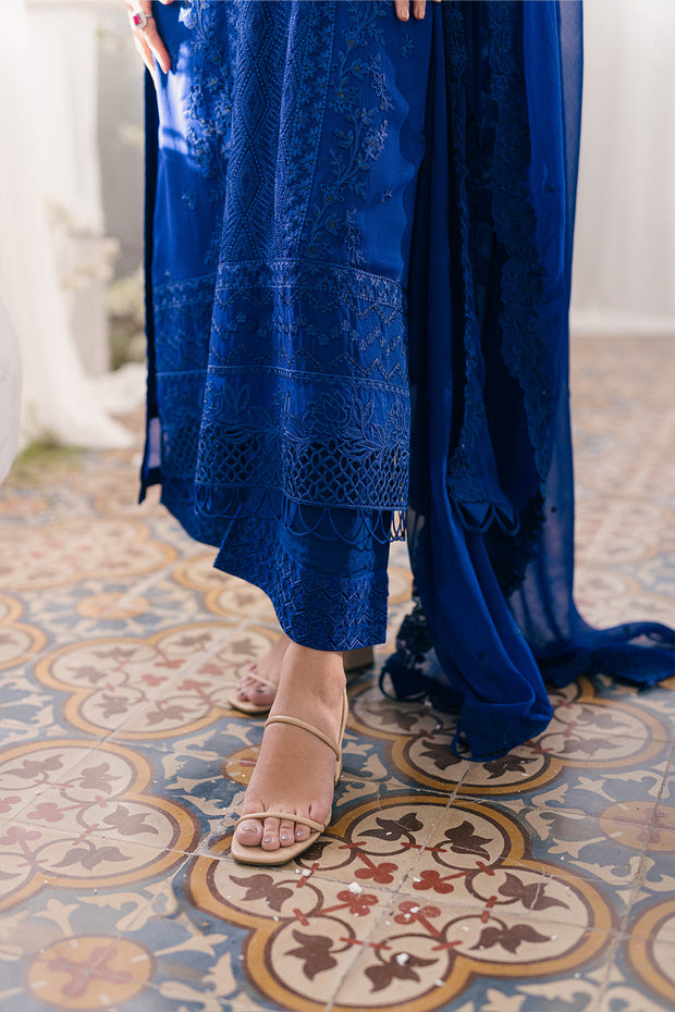 Try Luxury Navy Blue Embroidered Pakistani Salwar Kameez in Chiffon