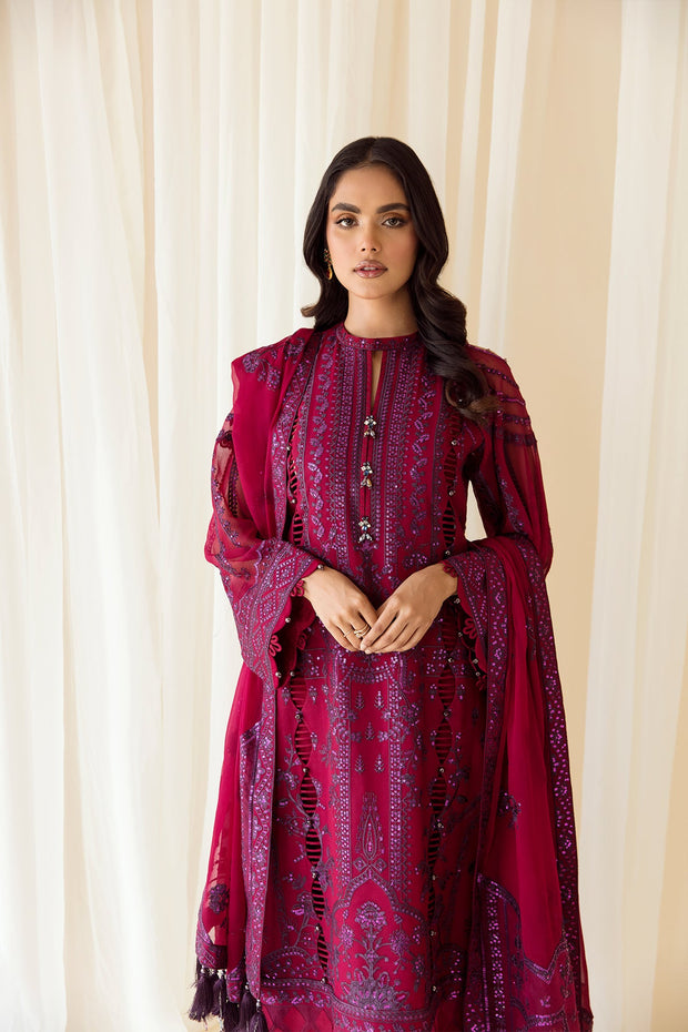 Try Maroon Embroidered Pakistani Salwar Kameez with Magenta Contrast