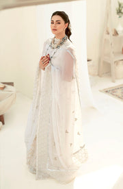 Try Pearl White Embroidered Pakistani Salwar Kameez Dupatta Suit