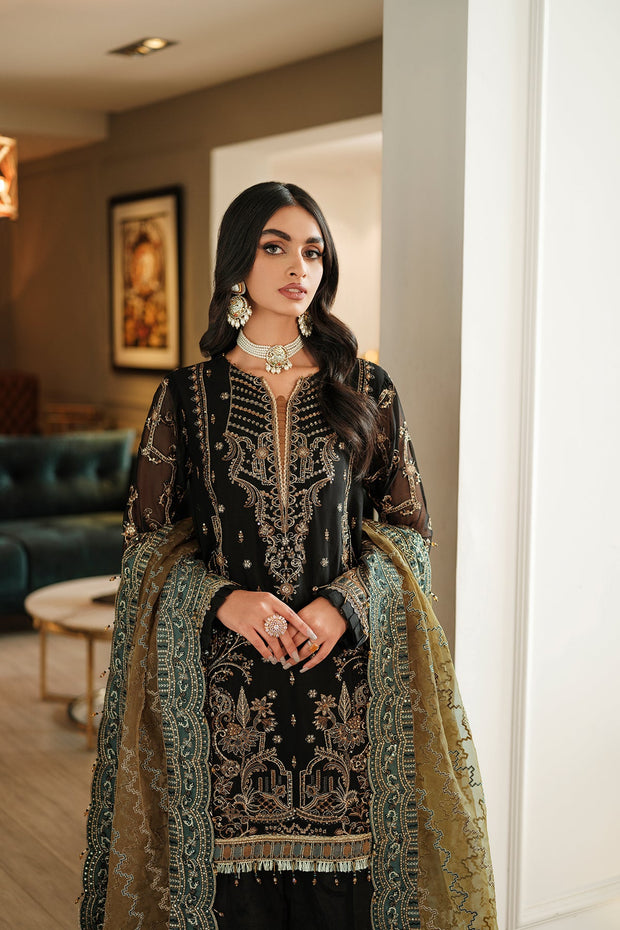 Try Traditional Black Embroidered Kameez Trousers Wedding Dress 2023
