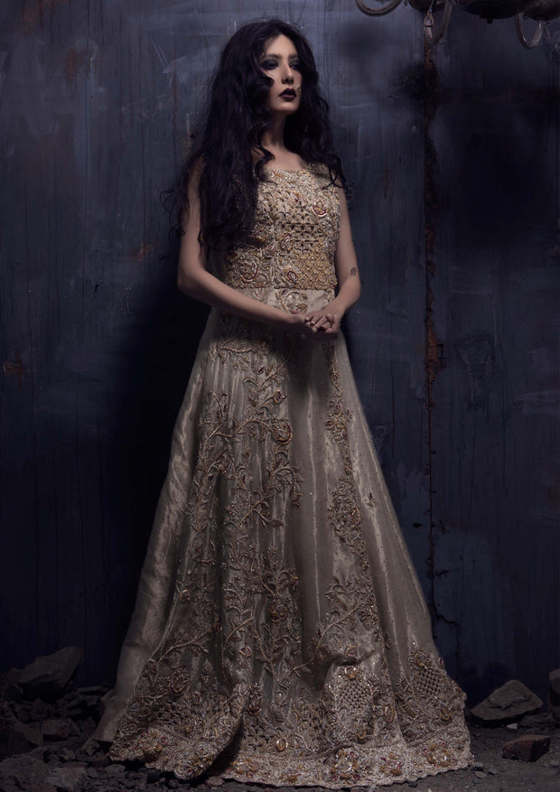 Elegant Pakistani Bridal Dress in Rich Red Silk
