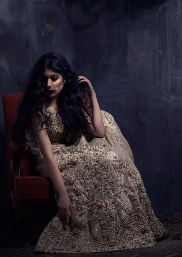 Elegant Pakistani Bridal Dress in Rich Red Silk