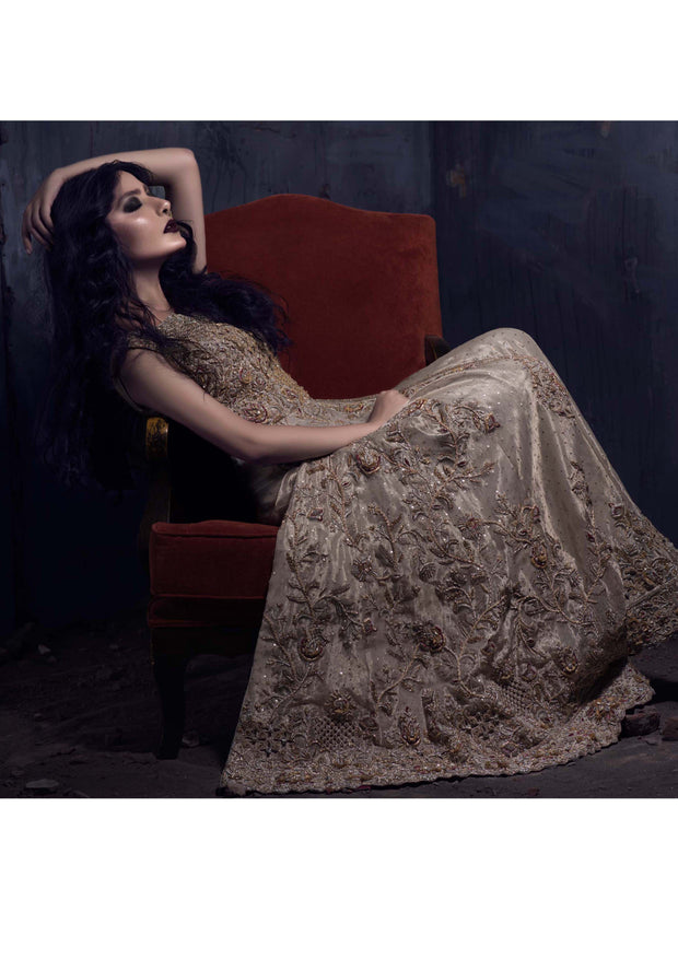 Elegant Pakistani Bridal Dress in Rich Red Silk