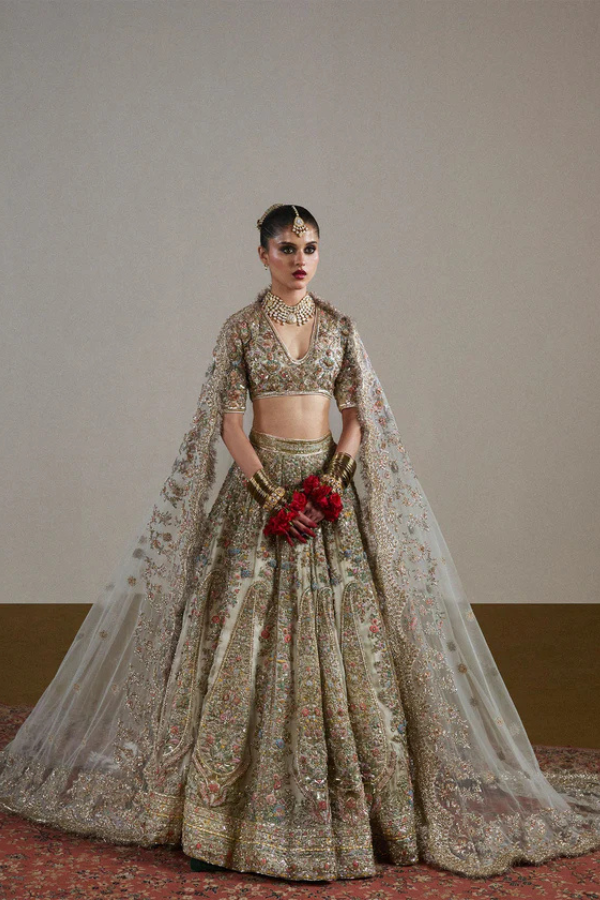 Elegant Ivory Pure Organza Pakistani Party Dress