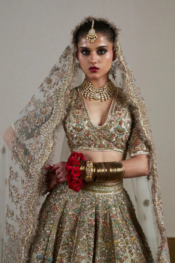 Elegant Ivory Pure Organza Pakistani Party Dress