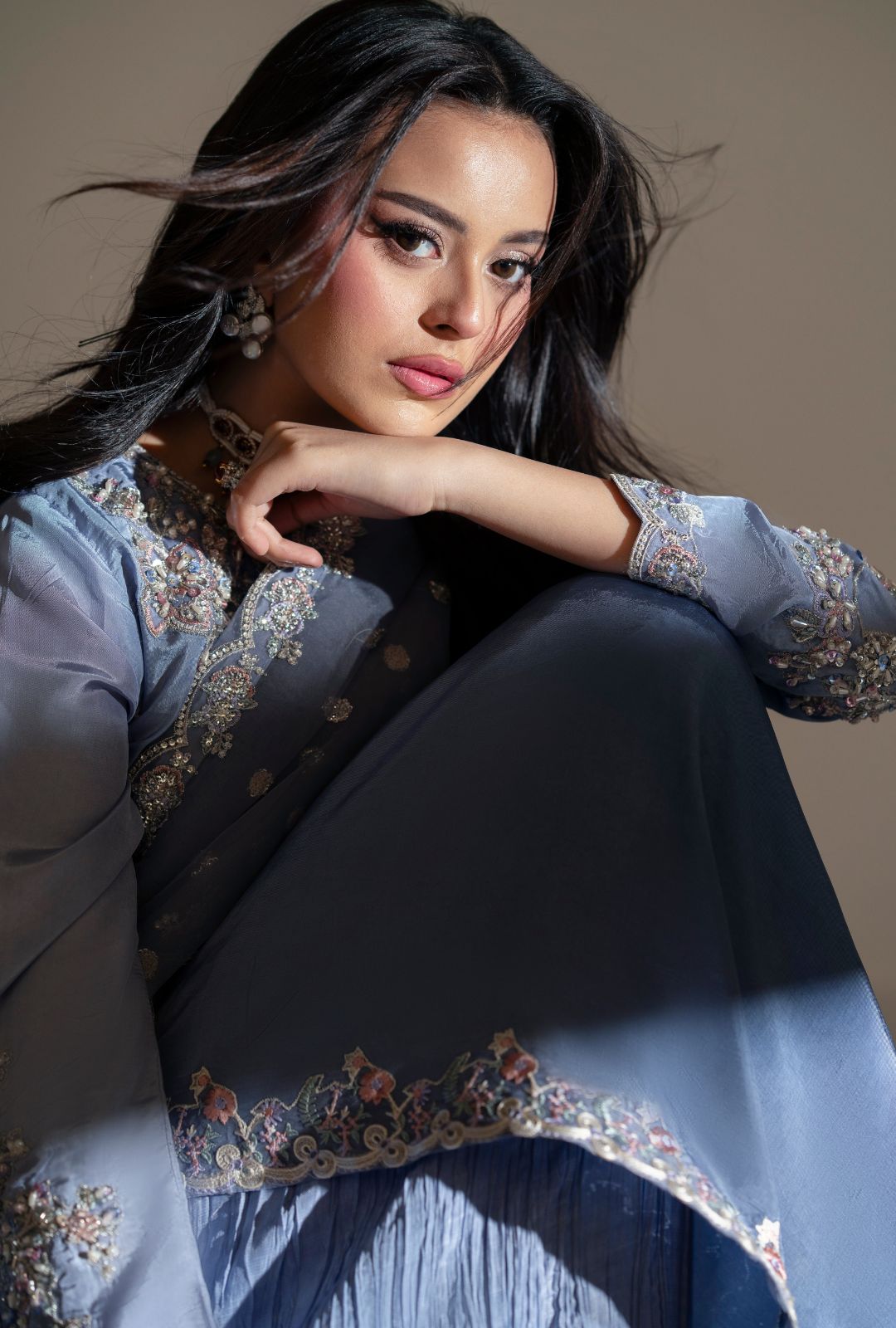 Elegant Pakistani Party Dress with Embroidered Details