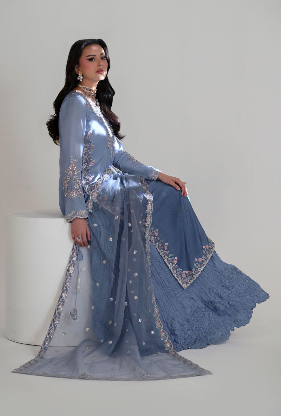 Elegant Pakistani Party Dress with Embroidered Details