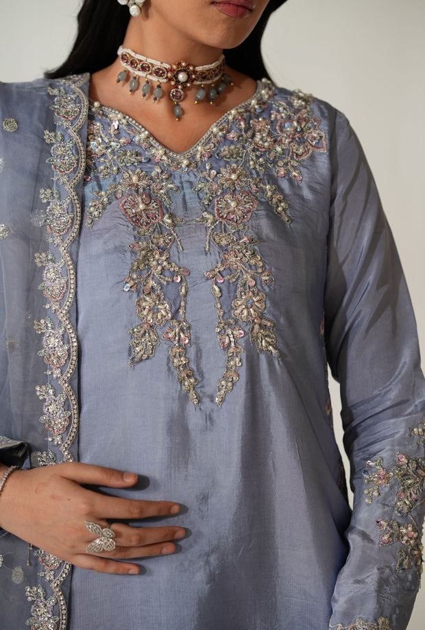 Elegant Pakistani Party Dress with Embroidered Details