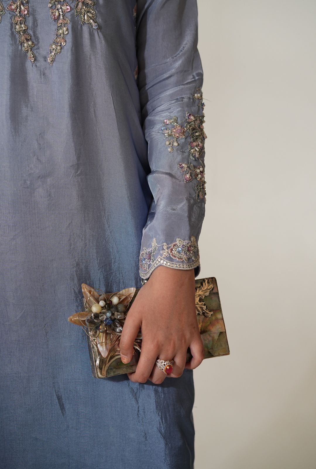 Elegant Pakistani Party Dress with Embroidered Details