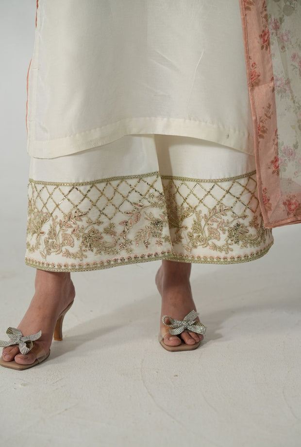 Ethereal Off-White Pakistani Party Dress for Elegance